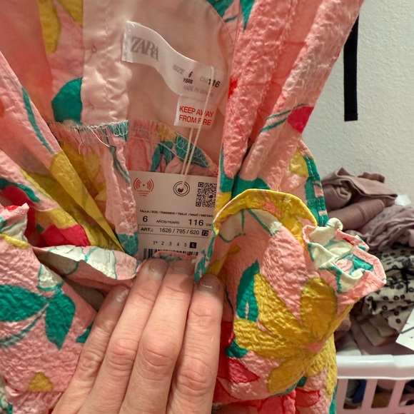 Floral Pink and Yellow Kids Dress Zara - Picture 2 of 3